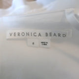 Veronica Beard Arienne Halter Top White Pleated Stretch Cotton Size 8
