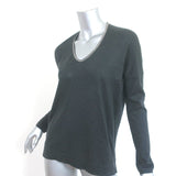 Brunello Cucinelli Monili-Trim Cashmere Sweater Charcoal Size Medium