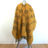 Gucci Reversible GG Wool & Plaid Poncho Mustard Yellow/Multicolor