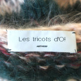 Les Tricots d'O Striped Cardigan Green/Light Pink Mohair-Blend One Size