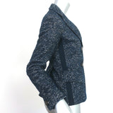 Sportmax Defile Tweed Jacket Navy Mohair-Blend Size US 2 Two Button Blazer