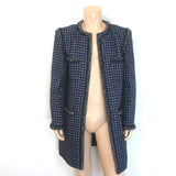 Chanel 17A Cosmopolite Fantasy Tweed Coat Navy/Silver Cotton-Blend Size 54 NEW