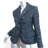 Sportmax Defile Tweed Jacket Navy Mohair-Blend Size US 2 Two Button Blazer
