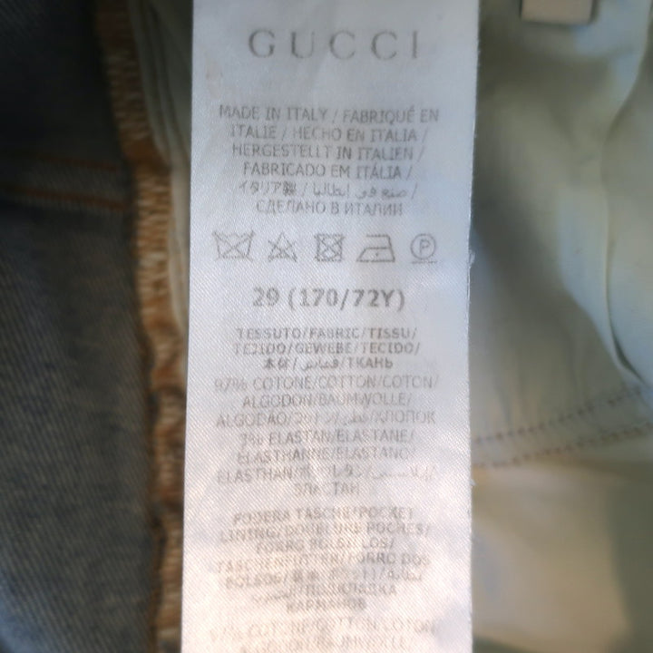 Gucci Horsebit-Embellished High Waist Skinny Jeans Blue Stretch Denim Size 29