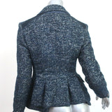 Sportmax Defile Tweed Jacket Navy Mohair-Blend Size US 2 Two Button Blazer