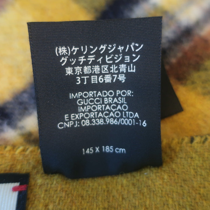 Gucci Reversible GG Wool &amp; Plaid Poncho Mustard Yellow/Multicolor