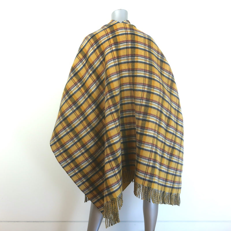 Gucci Reversible GG Wool &amp; Plaid Poncho Mustard Yellow/Multicolor