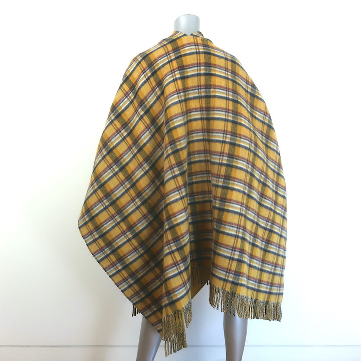 Gucci Reversible GG Wool &amp; Plaid Poncho Mustard Yellow/Multicolor