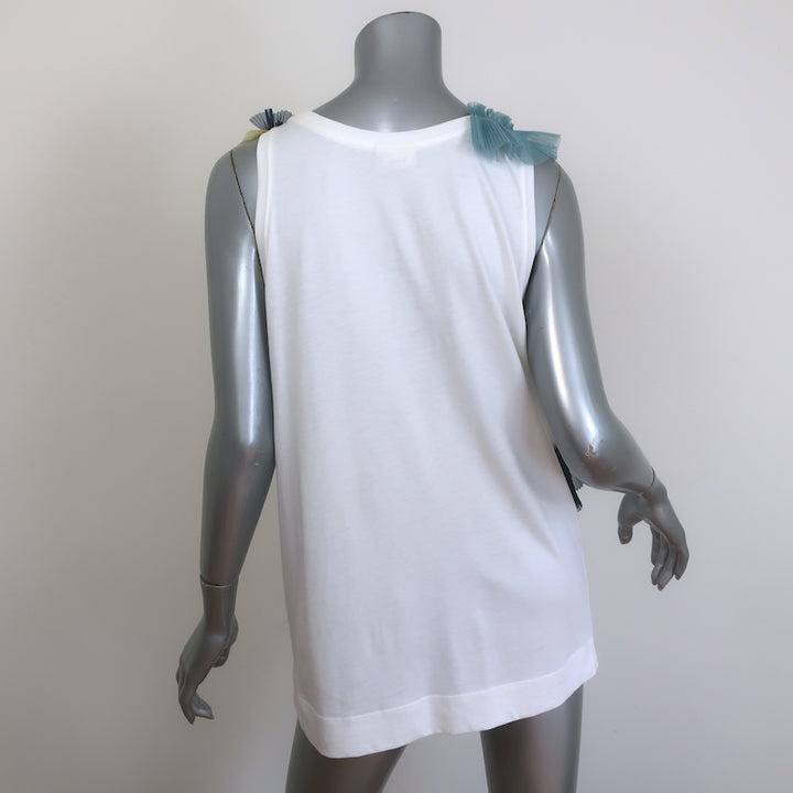 Dries Van Noten Havil Ruffled Tulle-Appliqued Tank Top White/Multi Size Large