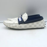 Louis Vuitton Hockenheim Moccasins White Damier Canvas Size 7.5 Driving Loafers
