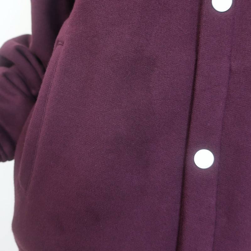 Celine Teddy Varsity Jacket Burgundy Cotton Size Medium Unisex