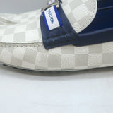 Louis Vuitton Hockenheim Moccasins White Damier Canvas Size 7.5 Driving Loafers
