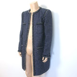 Chanel 17A Cosmopolite Fantasy Tweed Coat Navy/Silver Cotton-Blend Size 54 NEW