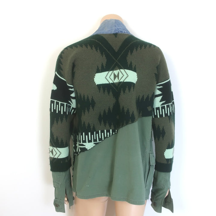 Greg Lauren x Alanui Cashmere &amp; Denim Patchwork Field Jacket Size Extra Small