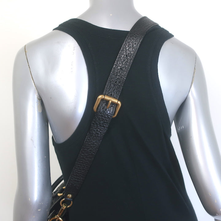 Louis Vuitton Neo Cabby GM Bag Black Leather-Trim Monogram Denim