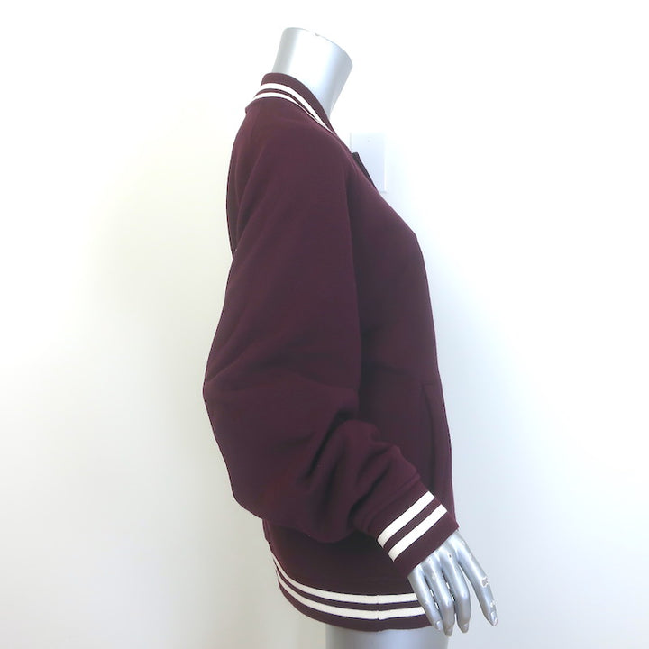 Celine Teddy Varsity Jacket Burgundy Cotton Size Medium Unisex