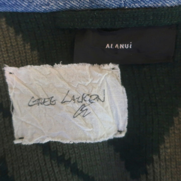 Greg Lauren x Alanui Cashmere &amp; Denim Patchwork Field Jacket Size Extra Small