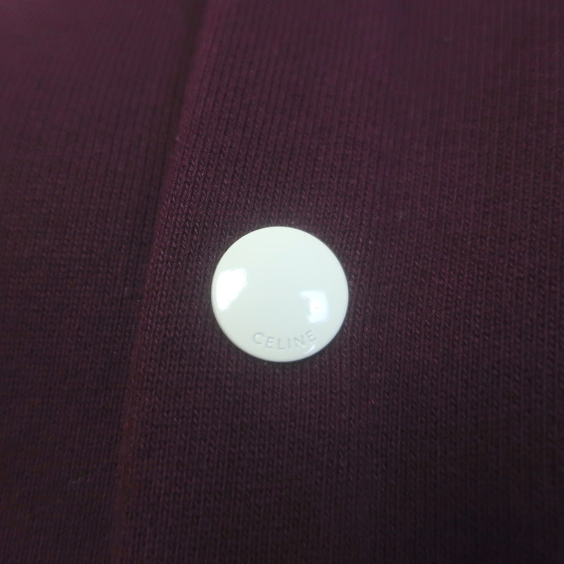Celine Teddy Varsity Jacket Burgundy Cotton Size Medium Unisex