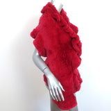 Brioni Ruffled Rabbit Fur Shawl Red