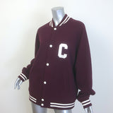 Celine Teddy Varsity Jacket Burgundy Cotton Size Medium Unisex