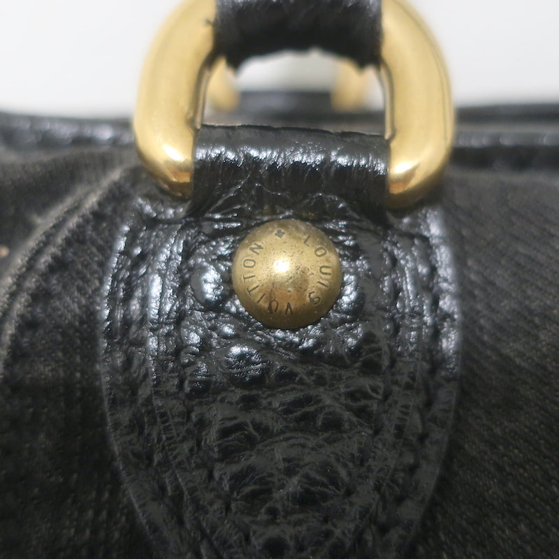 Louis Vuitton Neo Cabby GM Bag Black Leather-Trim Monogram Denim
