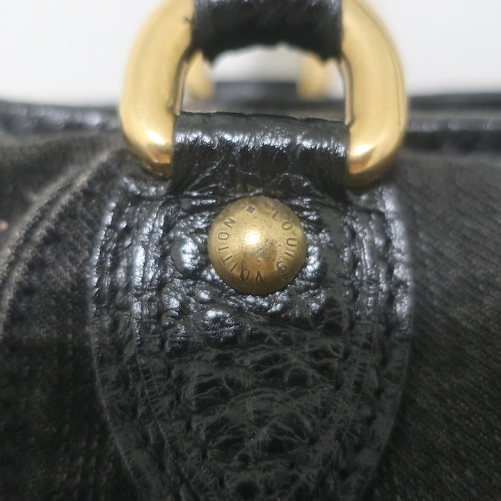 Louis Vuitton Neo Cabby GM Bag Black Leather-Trim Monogram Denim