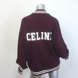 Celine Teddy Varsity Jacket Burgundy Cotton Size Medium Unisex