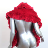 Brioni Ruffled Rabbit Fur Shawl Red