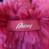 Brioni Ruffled Rabbit Fur Shawl Red