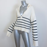 Matthew Bruch Striped Sailor Pullover Sweater Cream/Navy Cotton-Blend Size 3
