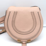 Chloe Marcie Mini Crossbody Saddle Bag Pale Pink Grained Leather