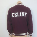 Celine Teddy Varsity Jacket Burgundy Cotton Size Medium Unisex