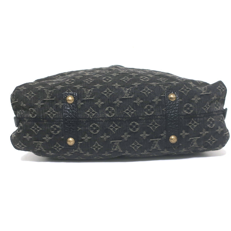 Louis Vuitton Neo Cabby GM Bag Black Leather-Trim Monogram Denim