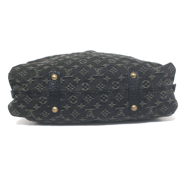 Louis Vuitton Neo Cabby GM Bag Black Leather-Trim Monogram Denim