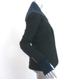 Veronica Beard Leopard Dickey Jacket Black Stretch Wool Size 0 Two Button Blazer