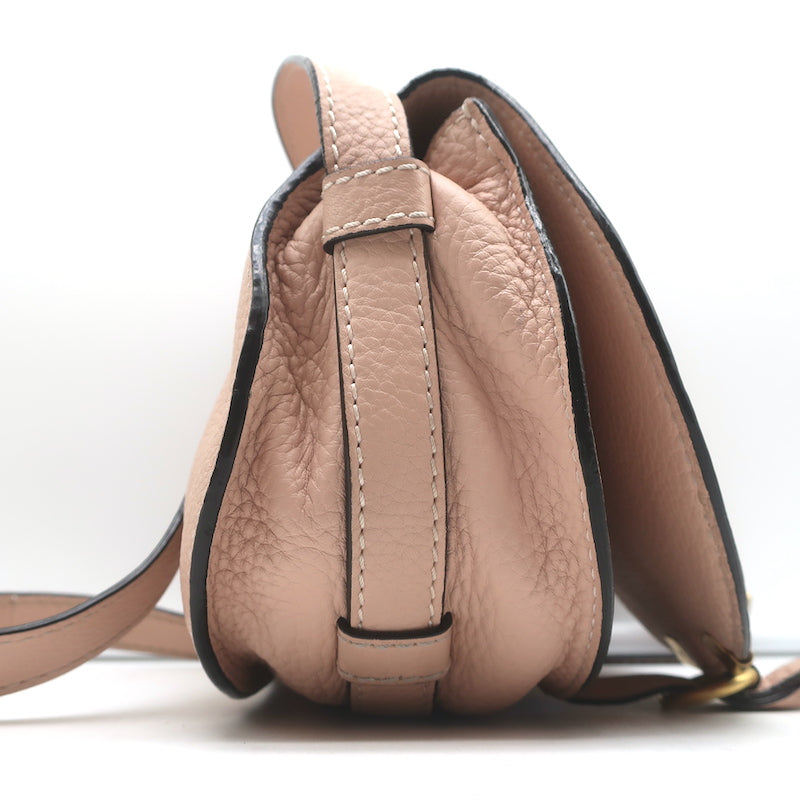 Chloe Marcie Mini Crossbody Saddle Bag Pale Pink Grained Leather