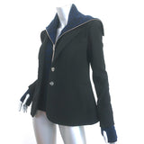 Veronica Beard Leopard Dickey Jacket Black Stretch Wool Size 0 Two Button Blazer