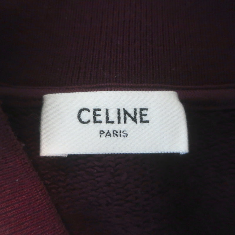 Celine Teddy Varsity Jacket Burgundy Cotton Size Medium Unisex