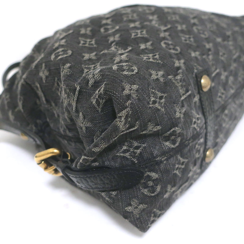 Louis Vuitton Neo Cabby GM Bag Black Leather-Trim Monogram Denim