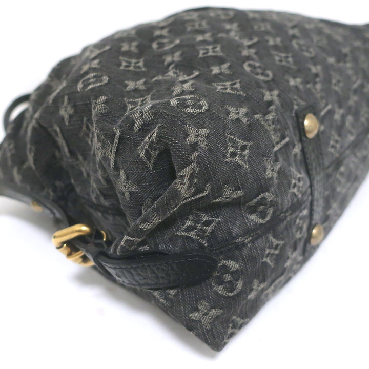 Louis Vuitton Neo Cabby GM Bag Black Leather-Trim Monogram Denim