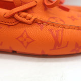 Louis Vuitton LV Driver Moccasins Orange Monogram Grained Leather Size 7.5