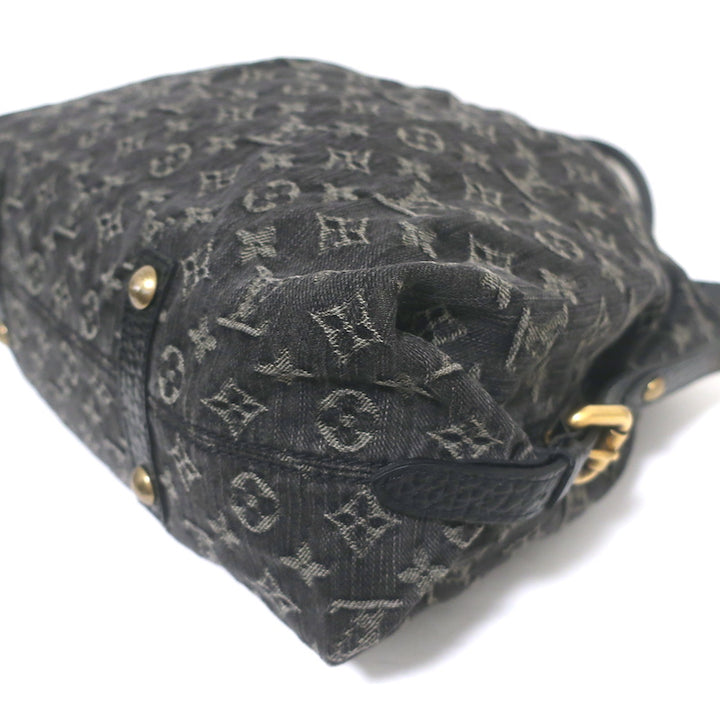 Louis Vuitton Neo Cabby GM Bag Black Leather-Trim Monogram Denim