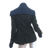 Veronica Beard Leopard Dickey Jacket Black Stretch Wool Size 0 Two Button Blazer