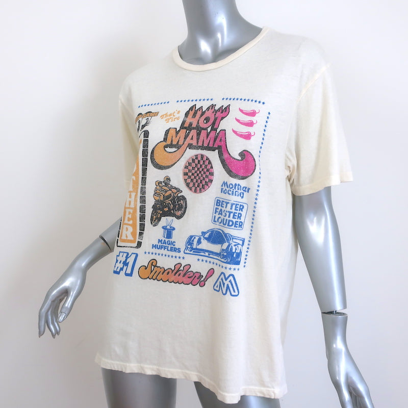 MOTHER The Rowdy Hot Mama Tee Ecru Size Small Short Sleeve Top