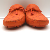 Louis Vuitton LV Driver Moccasins Orange Monogram Grained Leather Size 7.5