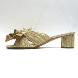 Loeffler Randall Emilia Knot Slide Sandals Gold Pleated Lame Size 8