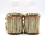 Loeffler Randall Emilia Knot Slide Sandals Gold Pleated Lame Size 8