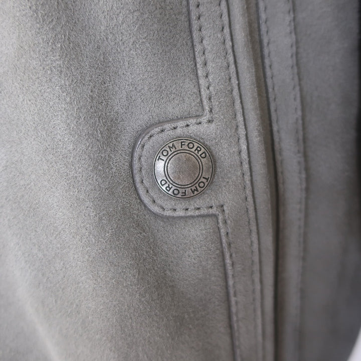 Tom Ford Suede Bomber Jacket Taupe Gray Size 54