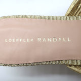 Loeffler Randall Emilia Knot Slide Sandals Gold Pleated Lame Size 8