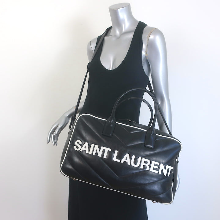 Saint Laurent Miles Logo Duffle Bag BlackQuilted Leather Large Crossbody